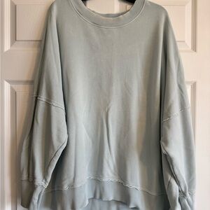 Aerie Women's Washed Light Blue Crew Rick Sweatshirt